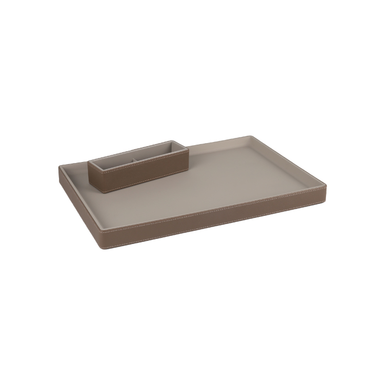 OEM available hotel brown leatherette sachet holder tray for coffee tea bag