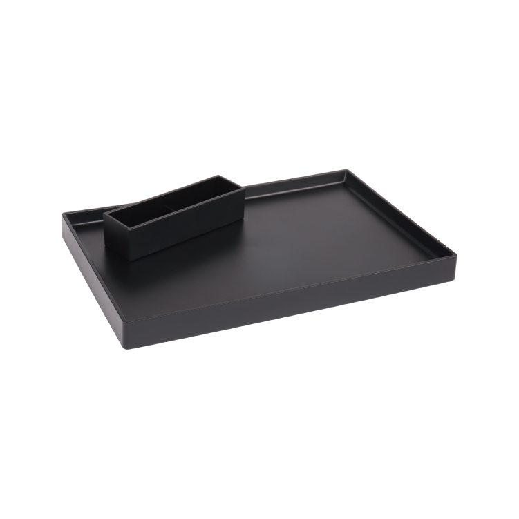 New arrival durable classic black plastic hotel room tea coffee sachet tray