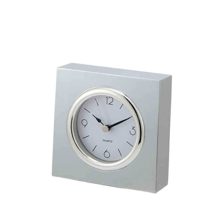 Easton Hotel L100×W30×H100mm Silver Chrome Square Alarm Clock
