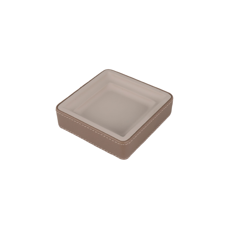 Hotel high quality leather products square wholesale leatherette soap dish