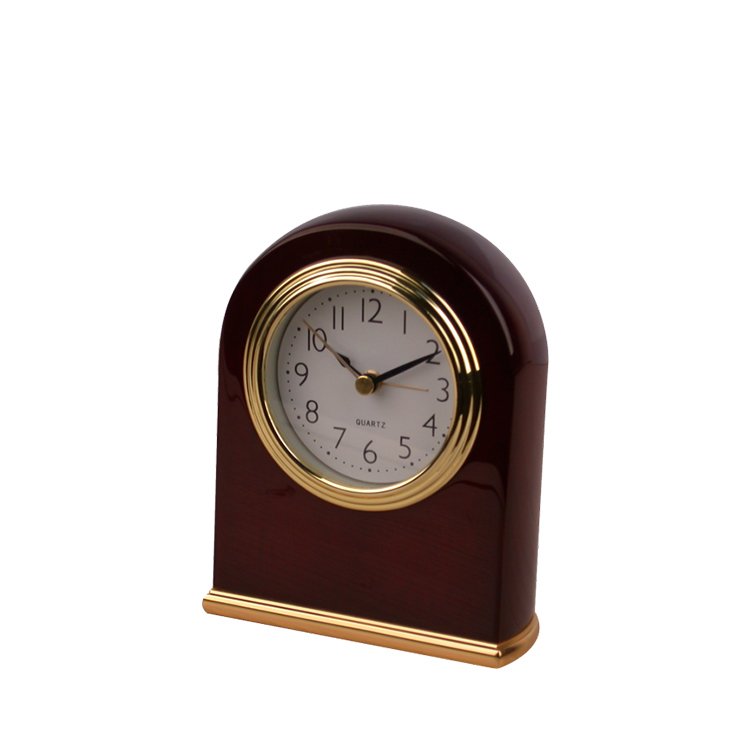 Easton Hotel Mahogany Wooden Golden Chrome Light Alarm Clock