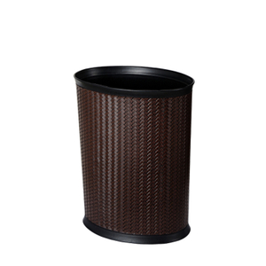 10L Capacity Hotel Brown Leatherette Trash Can
