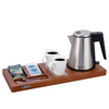 Hotel Hospitality Tray Electric Kettle 0.8L Dark Brown Beech Wood Tray 
