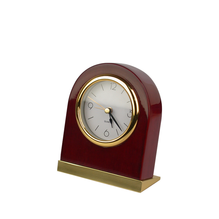 Easton Hotel Mahogany Color Wooden Body Gold Chrome Light Alarm Clock
